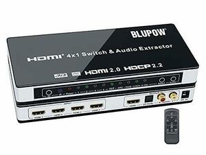 【中古】 BLUPOW 4K60Hz HDMI2.0 HDCP2.2 HDR対応 HDMI 切替器 4入力1出力 + 音
