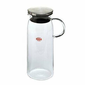 【中古】 iwaki (イワキ) 耐熱ガラス ピッチャー 冷水筒 1L ジャグ 1000 ステンレス蓋 麦茶 お茶 ポッ