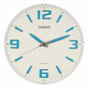 【中古】 CASIO カシオ 掛け時計 電波時計 白 アナログ 夜間秒針停止 機能付き IQ-1009J-7JF