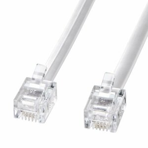 [ used ] Sanwa Supply modular cable ( white ) 3m TEL-N1-3N2