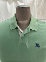 中古 BURBERRY BRIT バーバリーブリット 半袖 ポロシャツ クレイジーパターン ロゴ刺繍 M メンズ グリーン×紺×グレー コットン 428461_画像2