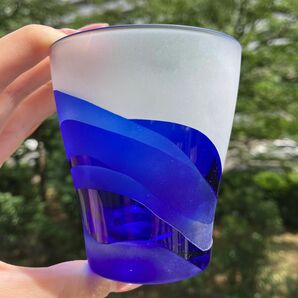波 サンドブラスト グラス 被せガラス