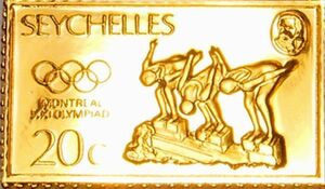 6 カナダ オリンピック モントリオール五輪 水泳 セイシェル共和国 切手コレクション 郵便 限定版 純金張り 純銀製 メダル コイン プレート
