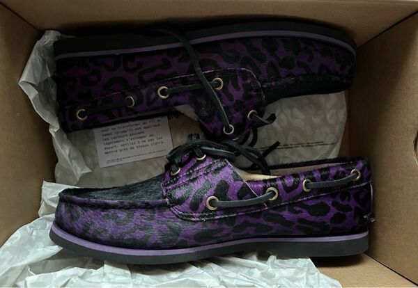 Timberland X WACKO MARIA classic boat shoe purple leopard 25.5cm