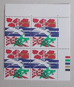 [ unused ]5 next ..90 jpy tsuruCM right attaching 4 sheets block 