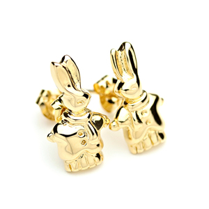  as good as new earrings rabbit K18 yellow gold ... rabbit 