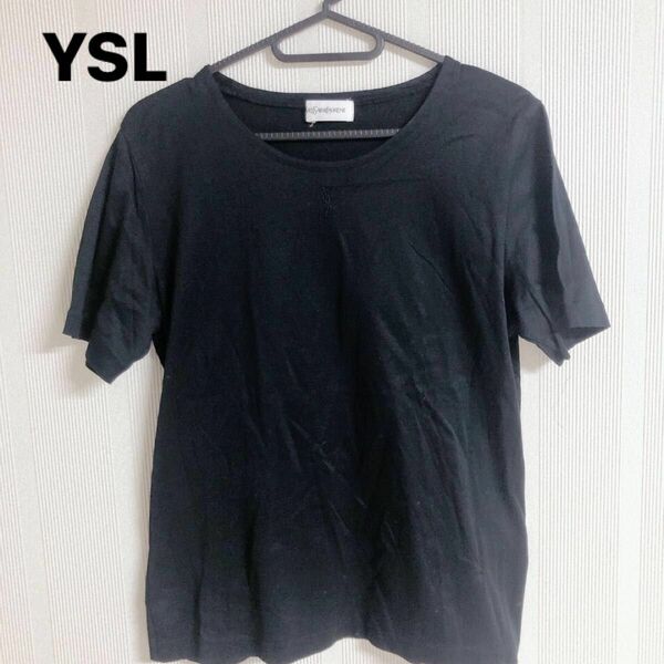イヴサンローラン 半袖tシャツ センターロゴ ブラック　YSL