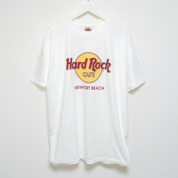 即決 L 90s ハードロックカフェ HARDROCK CAFE Tシャツ NEWPORT BEACH 白 USA製