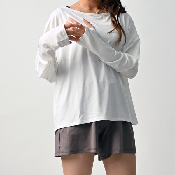 ラッシュガード 上下セット レディース 長袖 夏 紫外線 ホワイトモカ M~L