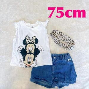【H&M/Disney】ミッキーミニー豹柄セットアップ ３点セット〈75cm〉