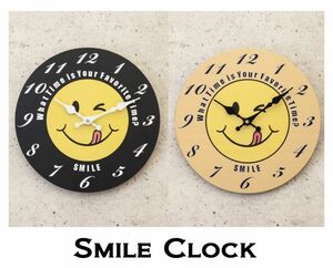 【掛時計】SMILE CLOCK 壁掛時計 インテリア スマイルフェイス 時計 壁掛け時計 輸入雑貨 ウォールクロック 