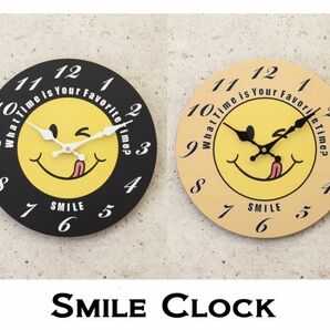 【掛時計】SMILE CLOCK 壁掛時計インテリア スマイルフェイス ブラック ウォールクロック 輸入雑貨