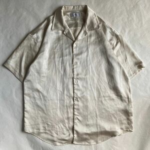 ADRER アドラー extra quality polysatin open collar shirt ベージュ M