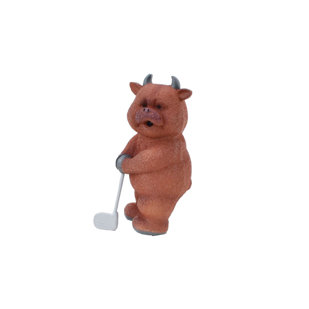 Papa Kuh Wagyu Golf Harz Objekt Figur Kuh, handgemachte Werke, Innere, verschiedene Waren, Ornament, Objekt