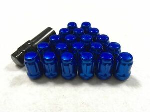  wheel nut 20 piece P1.5 blue steel lock nut flower shape anti-theft 19HEX 21HEX set blue Toyota Mazda Honda exclusive use socket 20ps.