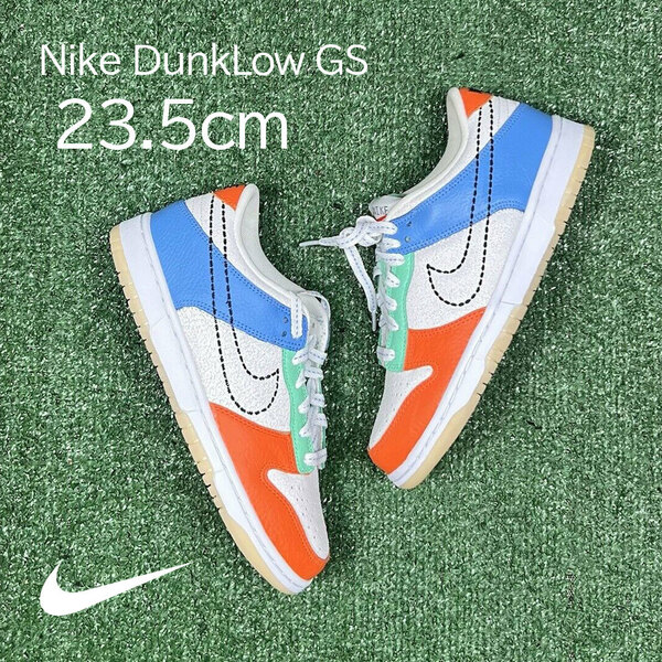 【送料無料】【新品】23.5cm NIKE Dunk Low GS ナイキ ダンクロー GS ホワイト/ブラック/セイフティオレンジ/グリーングロウ