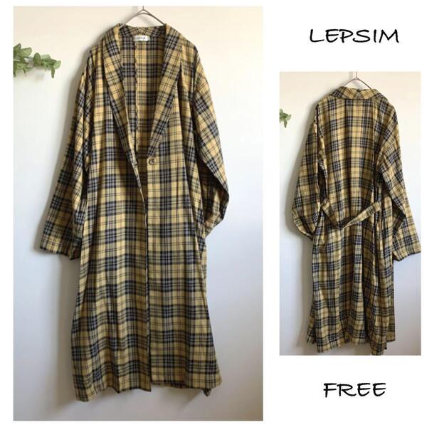 LEPSIM チェックロングシャツジャケット コート 春秋 ローリーズファーム