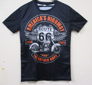 【新品・即決】ROUTE66　Tシャツ　①　L　ルート66　アメリカ　USA　バイク　ブラック　黒　オレンジ　クリックポスト発送可