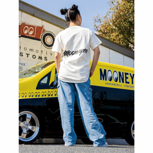 MOONEYES ロゴ Tシャツ Ｍサイズ mooneyes ムーンアイズ ナチュラル ナチュラルカラー 送料込み ムーン