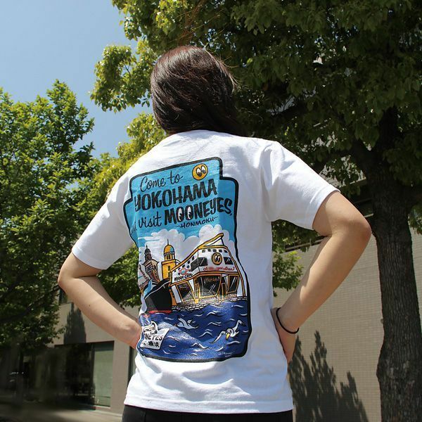 MOON カムトゥー 横浜 T-Shirts Tシャツ XLサイズ mooneyes ムーンアイズ ホワイト 本牧 HONMOKU YOKOHAMA come to yokohama