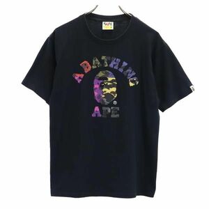 アベイシングエイプ ロゴプリント 半袖 Tシャツ M ブラック A BATHING APE メンズ 230707