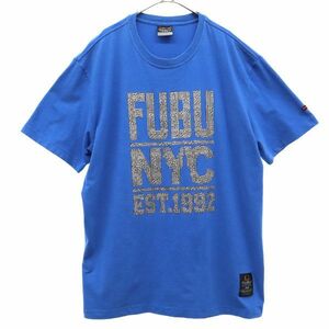 フブ ザ コレクション プリント 半袖 Tシャツ XL ブルー FUBU THE COLLECTION ロゴワッペン メンズ 230709