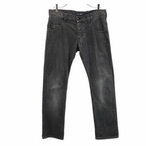 アルマーニジーンズ ストレート デニムパンツ EU30 ブラック系 ARMANI JEANS ジーパン ボタンフライ ストレッチ メンズ 230729