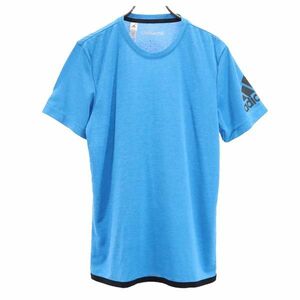 アディダス 半袖 トレーニングウェア L ブルー系 adidas スポーツ Tシャツ ロゴプリント メンズ 230731