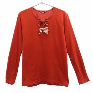 ピンクハウス ワンポイントロゴ 長袖 Tシャツ L レッド PINK HOUSE ロングスリーブT レディース 221125