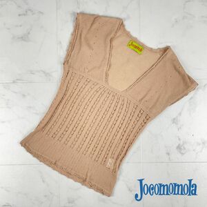 美品 Jocomomola ホコモモラ シビラ シースルー サマーニット半袖カットソー トップス レディース 橙色 ベージュ サイズ40*FC462