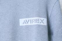 ★AVIREX アヴィレックス 厚手サーマル地プリント長袖Tシャツ　　古着ユーズド男性メンズMグレートップス服中古トレーナーワッフル_画像8