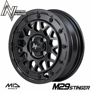 【送料無料】沖縄・離島は除く バレルブラック NITRO POWER M29 スティンガー 4.5J 14in IS45 PCD100 新品4本 ハスラー ベース 軽トラ