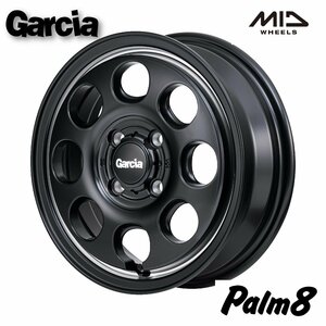 【送料無料】沖縄・離島は除く セミグロスブラック GARCIA パーム8 4.5J×14in IS45 PCD100 新品4本 スペーシアベース 軽トラに