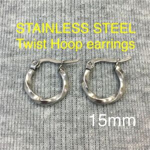  Hoop earrings Silver ツイストフープピアス 両耳ペア15mm