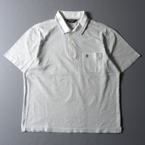 マンシングウェア Munsingwear GrandSlam ワンポイントロゴ刺繍 総柄半袖ポロシャツ 胸ポケット付 ゴルフウェア M ホワイト m0705-3の画像1