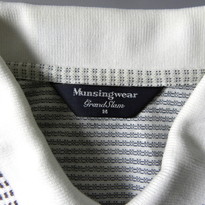 マンシングウェア Munsingwear GrandSlam ワンポイントロゴ刺繍 総柄半袖ポロシャツ 胸ポケット付 ゴルフウェア M ホワイト m0705-3の画像4