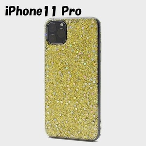 ■iPhone 11 Pro：キラキラ ラメ カラー 背面カバー ソフト ケース◆ゴールド 金