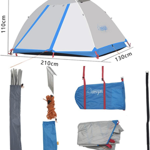 2重層 テント ソロ 1人 2人用 フライシート付き 防水 耐水圧3000mm キャンプ ツーリングテント ドーム メッシュスクリーン付き 収納袋付き