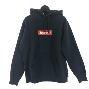 【中古】Supreme　12AW　Hooded sweatshirt サイズS ネイビー シュプリーム フーディースウェットシャツ[240017567447]