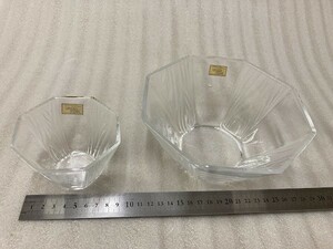 23G19-02 SWEDEN WOOD SASAKI GLASS ガラス 鉢 八角形 ボウル 現状品 消費税0円