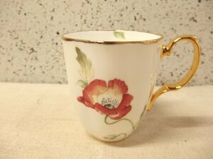 0730038w【ROYAL ALBERT ロイヤルアルバート 1970's-Poppy マグカップ】100YEARS ポピーの花 100周年記念/口径φ9.3×H10.2cm程/中古品