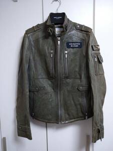 AERONAUTICA MILITARE ジャケット レザージャケット ライダースジャケット ジャンパー カーキ 42 ZEOEZPMS