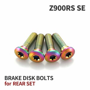Z900RS SE 64チタン ブレーキディスクローター ボルト リア用 4本セット M8 P1.25 カワサキ車用 レインボーカラー JA22016