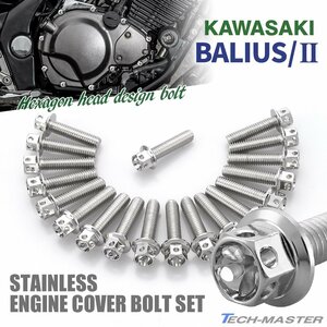 バリオス/II BALIUS エンジンカバーボルト 19本セット ステンレス製 フラワーヘッド カワサキ車用 シルバーカラー TB8229