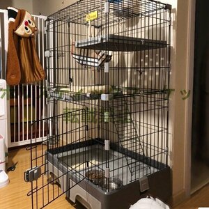 最高品質 猫 ケージ 2段 キャットケージ 大型 キャスター付 ハンモック付 猫トイレ付 猫ゲージ 脱走防止 A215