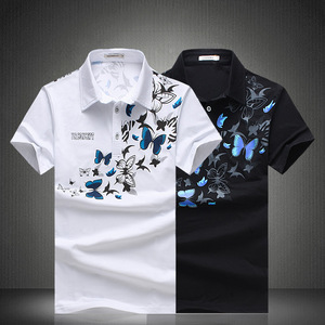 即決[ 2色 メンズポロシャツ 半袖 ゴルフウェア Tシャツ カジュアルシャツ ゴルフ プリント 物 大きいサイズ 吸汗 M-6XL