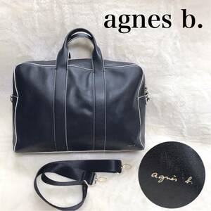 agnes b. MARINE ボックス型 大容量 オールレザー トートバッグ アニエスベー ハンドバッグ ビジネスバッグ 2way