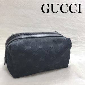 GUCCI バニティ GG柄 キャンバス ブラック メイクポーチ 化粧 黒