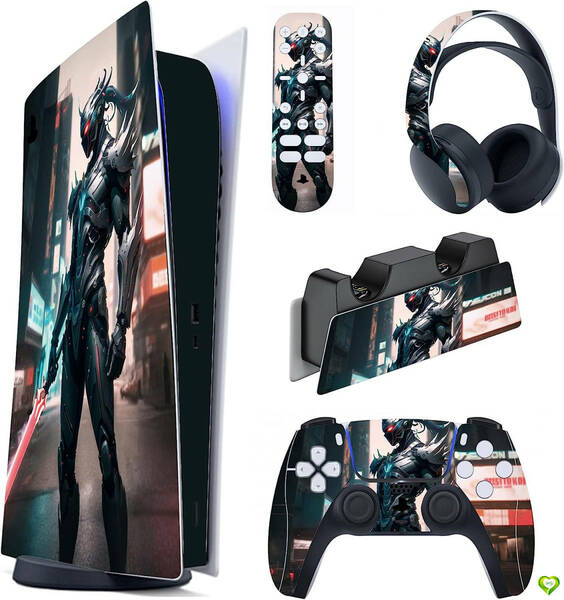【最強デザイン】PlayVital PS5コンソールデジタルエディションに対応用 カスタムステッカー 高品質 精密カット 傷保護 埃保 サイバー忍者