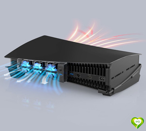 PS5 水平スタンド 冷却ファン Playstation5 ディスク & デジタルエディション 対応 LEDライト内蔵 USBポート増設 ハイパワー 排熱 黒